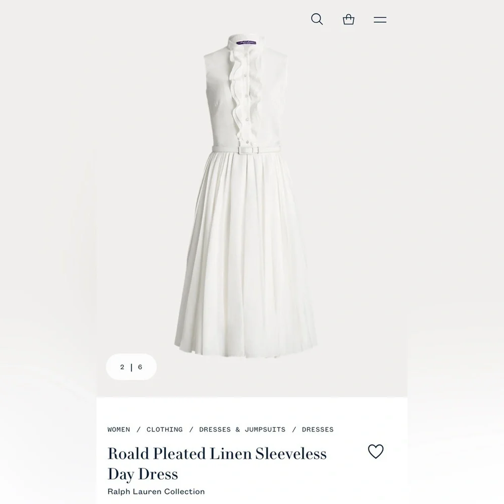 Ralph Lauren Collection Roald Pleated Linen Sleeveless Day Dress NWT - Picture 6 of 12